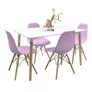 Comedor Minimalista con 4 sillas Eames y Mesa Eames 